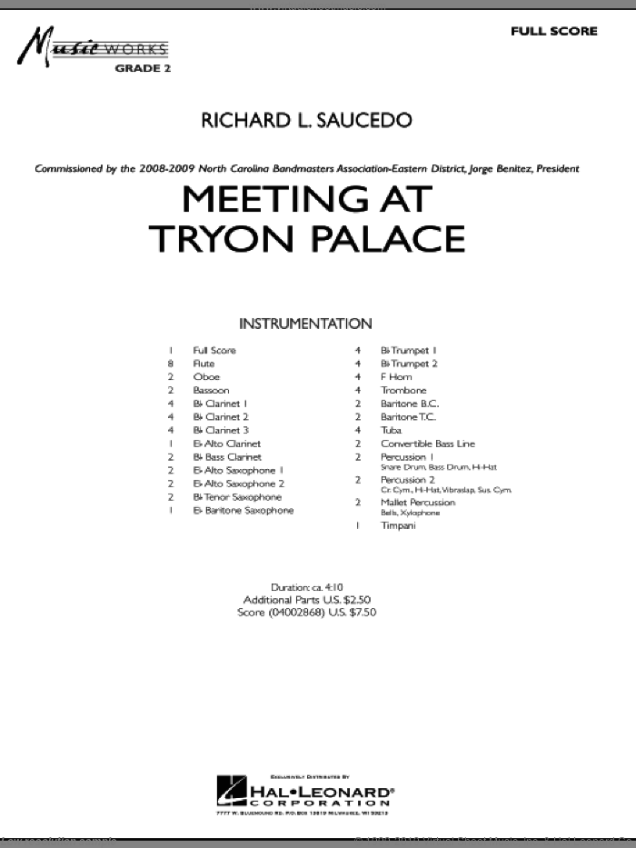 Meeting at Tryon Palace (COMPLETE) sheet music for concert band by Richard L. Saucedo, intermediate skill level