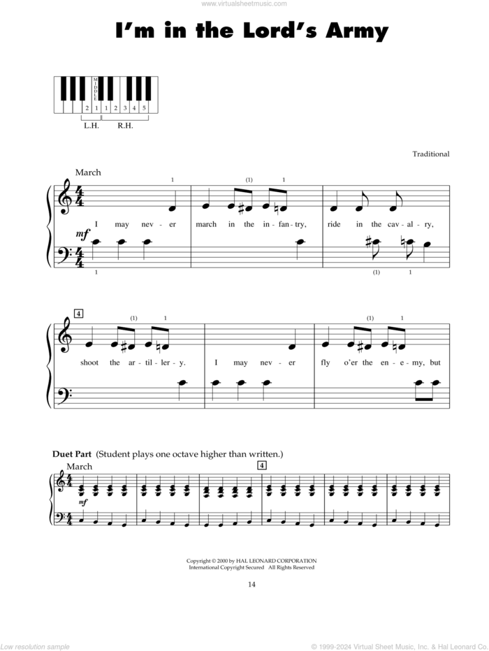 I'm In The Lord's Army sheet music for piano solo (5-fingers), beginner piano (5-fingers)