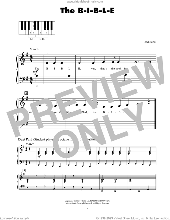 The B-I-B-L-E sheet music for piano solo (5-fingers), beginner piano (5-fingers)