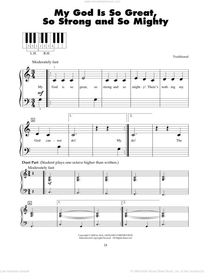 My God Is So Great, So Strong And So Mighty sheet music for piano solo (5-fingers), beginner piano (5-fingers)