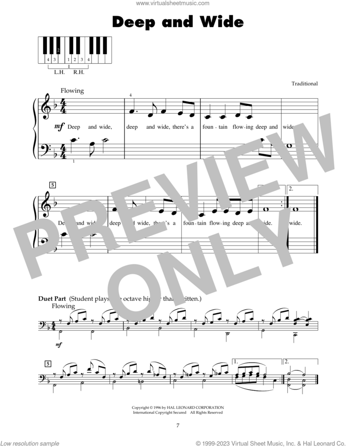 Deep And Wide sheet music for piano solo (5-fingers), beginner piano (5-fingers)