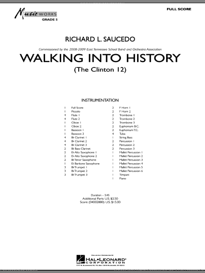 Walking into History (The Clinton 12) (COMPLETE) sheet music for concert band by Richard L. Saucedo, intermediate skill level