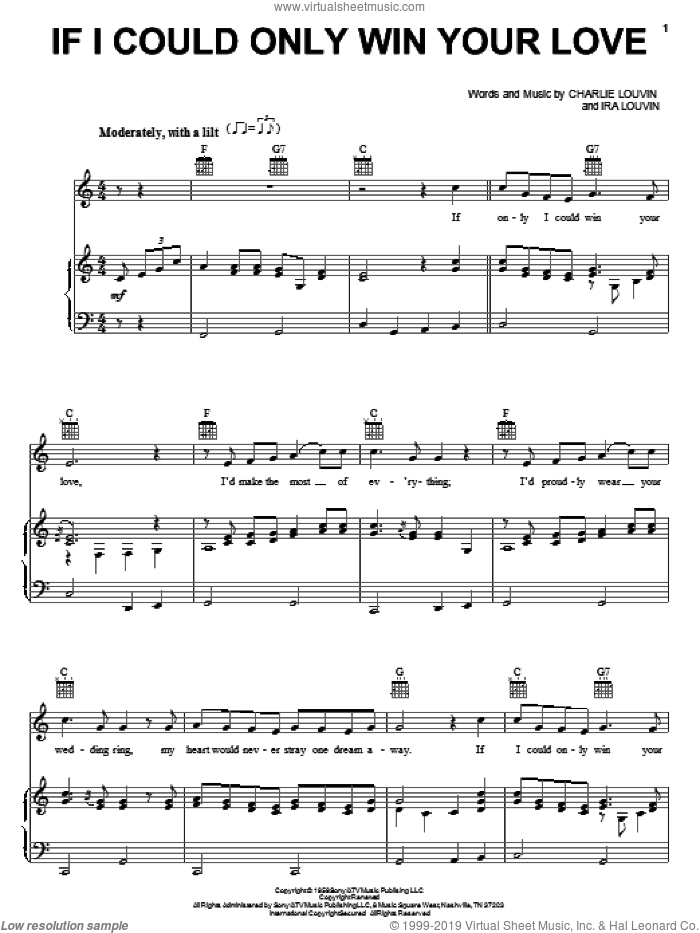 If I Could Only Win Your Love sheet music for voice, piano or guitar by Emmylou Harris, Charlie Louvin and Ira Louvin, intermediate skill level