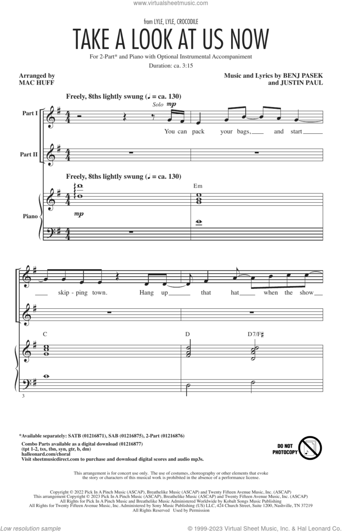 Take A Look At Us Now (from Lyle, Lyle, Crocodile) (arr. Mac Huff) sheet music for choir (2-Part) by Pasek & Paul, Mac Huff, Benj Pasek and Justin Paul, intermediate duet