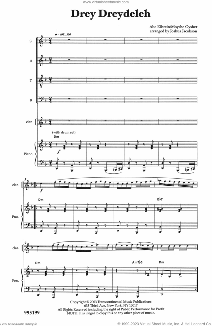 Drey Dreydeleh (Spin, Little Dreydl) sheet music for choir (SATB: soprano, alto, tenor, bass) by Joshua Jacobson, intermediate skill level