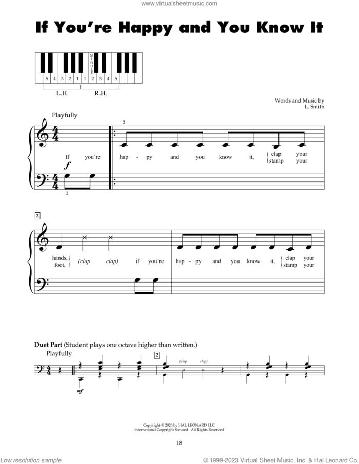 If You're Happy And You Know It sheet music for piano solo (5-fingers) by Laura Smith, beginner piano (5-fingers)