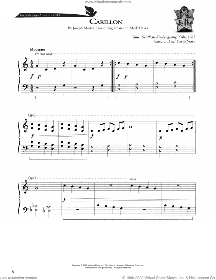 Carillon sheet music for piano solo (method) by Joseph Martin, David Angerman and Mark Hayes, David Angerman, Joseph M. Martin and Mark Hayes, beginner piano (method)