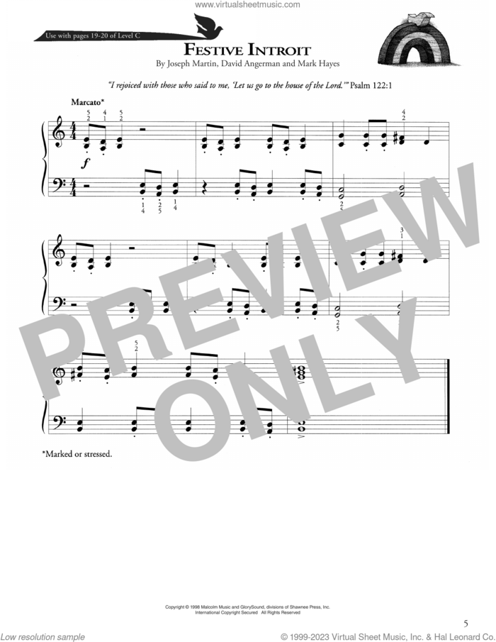Festive Introit sheet music for piano solo (method) by Joseph Martin, David Angerman and Mark Hayes, David Angerman, Joseph M. Martin and Mark Hayes, beginner piano (method)