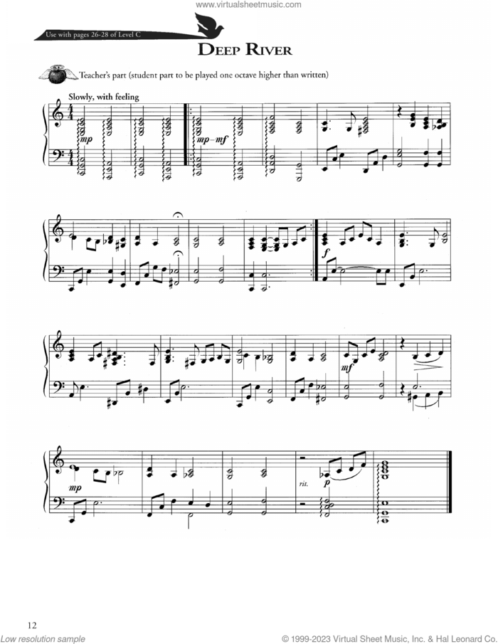 Deep River sheet music for piano solo (method) by Joseph Martin, David Angerman and Mark Hayes, David Angerman, Joseph M. Martin, Mark Hayes and Miscellaneous, beginner piano (method)