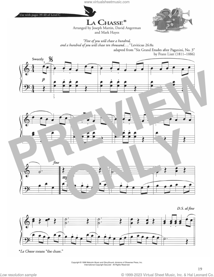 La Chasse sheet music for piano solo (method) by Franz Liszt, Joseph Martin, David Angerman and Mark Hayes, David Angerman, Joseph M. Martin and Mark Hayes, beginner piano (method)