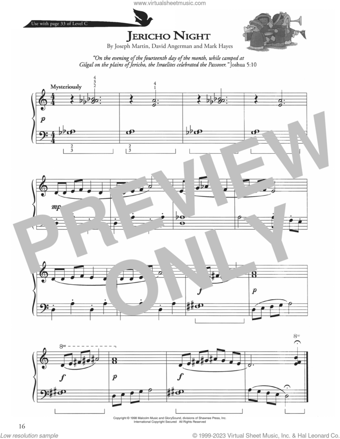 Jericho Night sheet music for piano solo (method) by Joseph Martin, David Angerman and Mark Hayes, David Angerman, Joseph M. Martin and Mark Hayes, beginner piano (method)