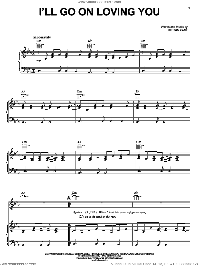 I'll Go On Loving You sheet music for voice, piano or guitar by Alan Jackson and Kieran Kane, intermediate skill level