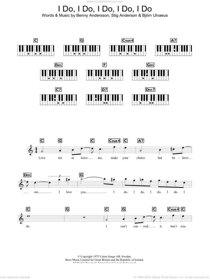 I Do, I Do, I Do, I Do, I Do sheet music for voice and other instruments (fake book) by ABBA, Benny Andersson, Bjorn Ulvaeus and Stig Anderson, intermediate skill level