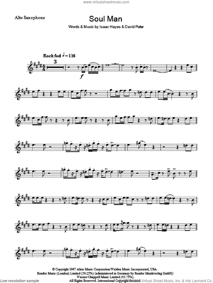 Soul Man sheet music for voice and other instruments (fake book) by Sam & Dave, David Porter and Isaac Hayes, intermediate skill level