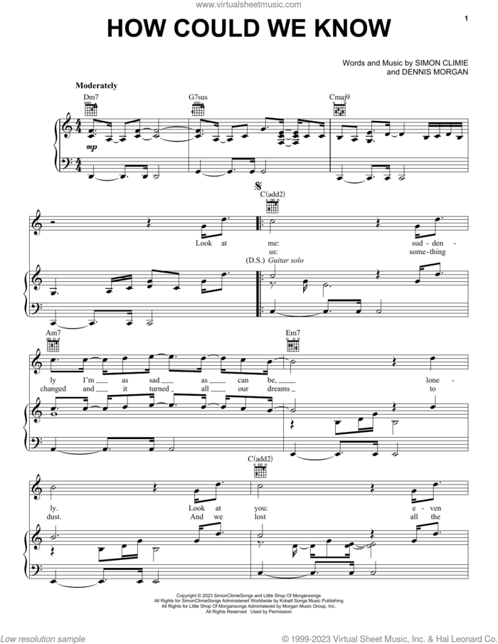 How Could We Know (feat. Judith Hill and Simon Climie and Daniel Santiago) sheet music for voice, piano or guitar by Eric Clapton, Dennis Morgan and Simon Climie, intermediate skill level