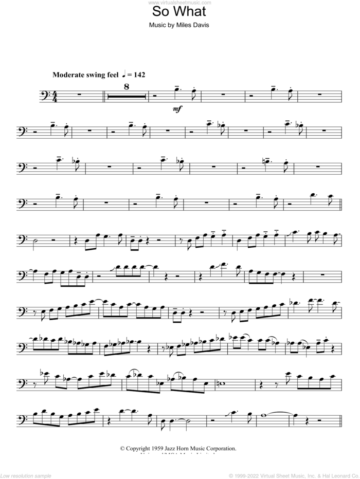 So What sheet music for trombone solo by Miles Davis, intermediate skill level