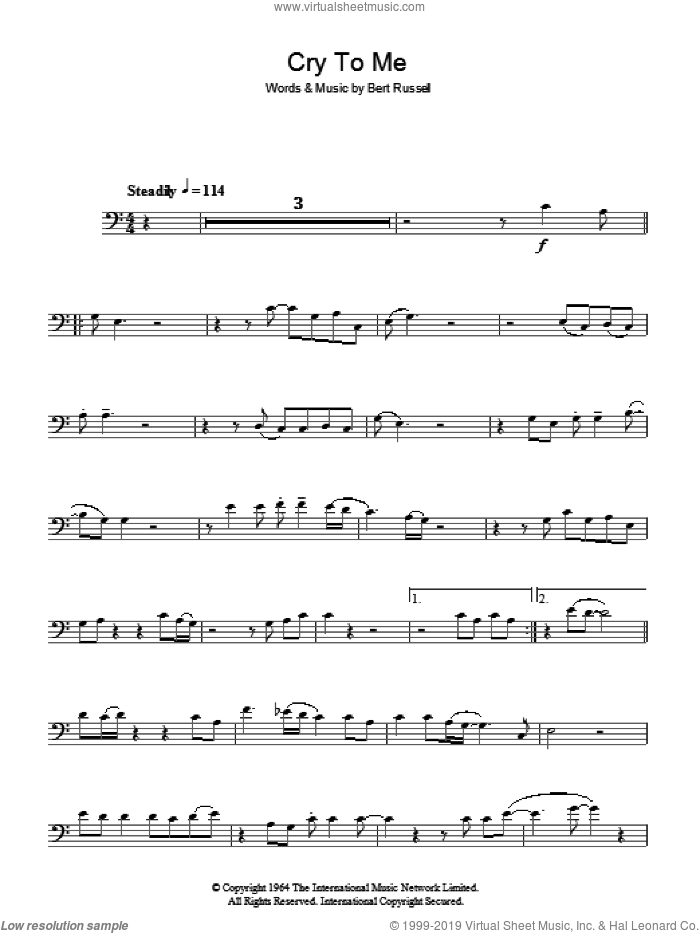 Cry To Me sheet music for voice, piano or guitar by Solomon Burke and Bert Russell, intermediate skill level