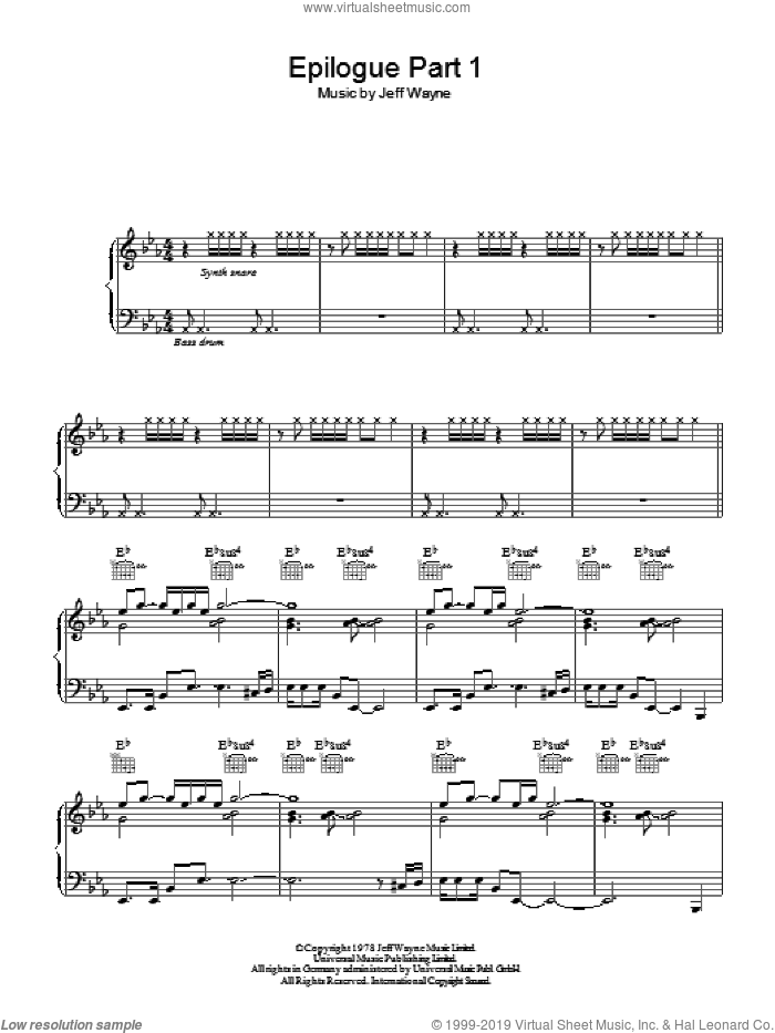 Epilogue (Part 1) (from War Of The Worlds) sheet music for voice, piano or guitar by Jeff Wayne, intermediate skill level