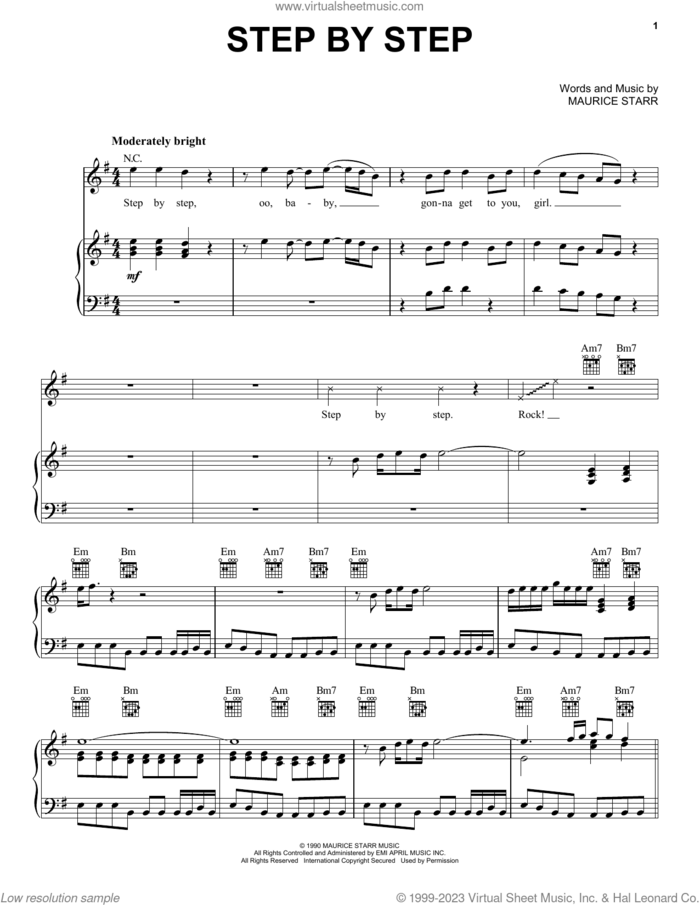 Step By Step sheet music for voice, piano or guitar by New Kids On The Block and Maurice Starr, intermediate skill level