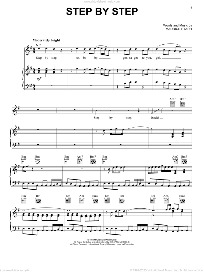 Step By Step sheet music for voice, piano or guitar by New Kids On The Block and Maurice Starr, intermediate skill level