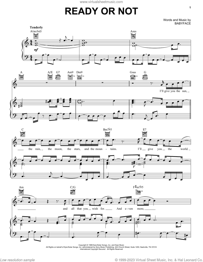 Ready Or Not sheet music for voice, piano or guitar by After 7 and Babyface, intermediate skill level
