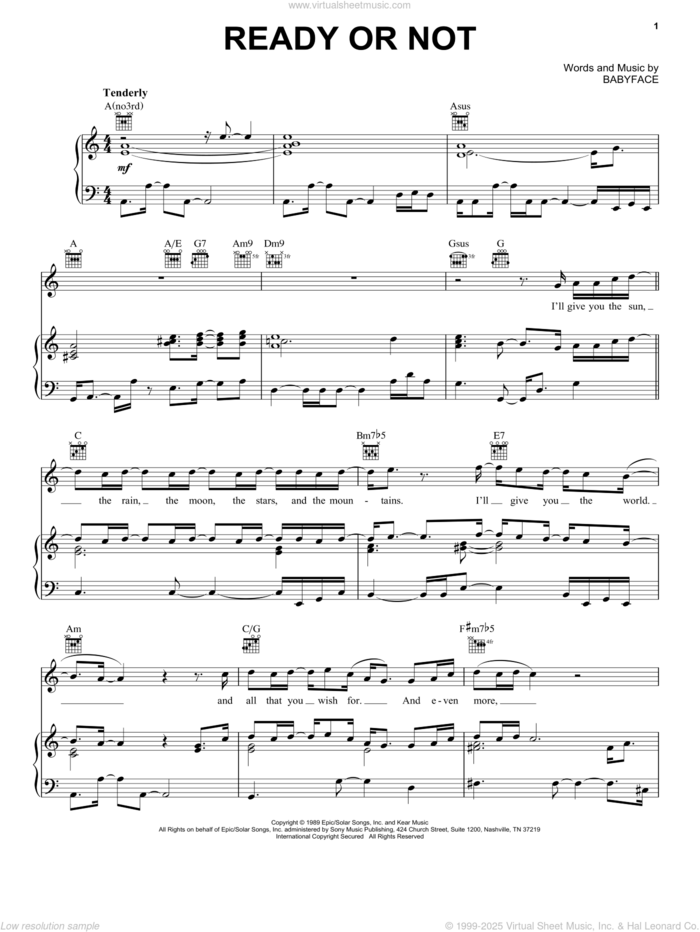 Ready Or Not sheet music for voice, piano or guitar by After 7 and Babyface, intermediate skill level