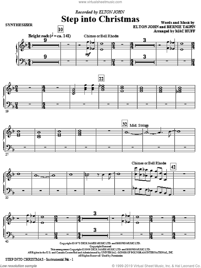 Step Into Christmas (complete set of parts) sheet music for orchestra/band (Rhythm) by Elton John, Bernie Taupin and Mac Huff, intermediate skill level