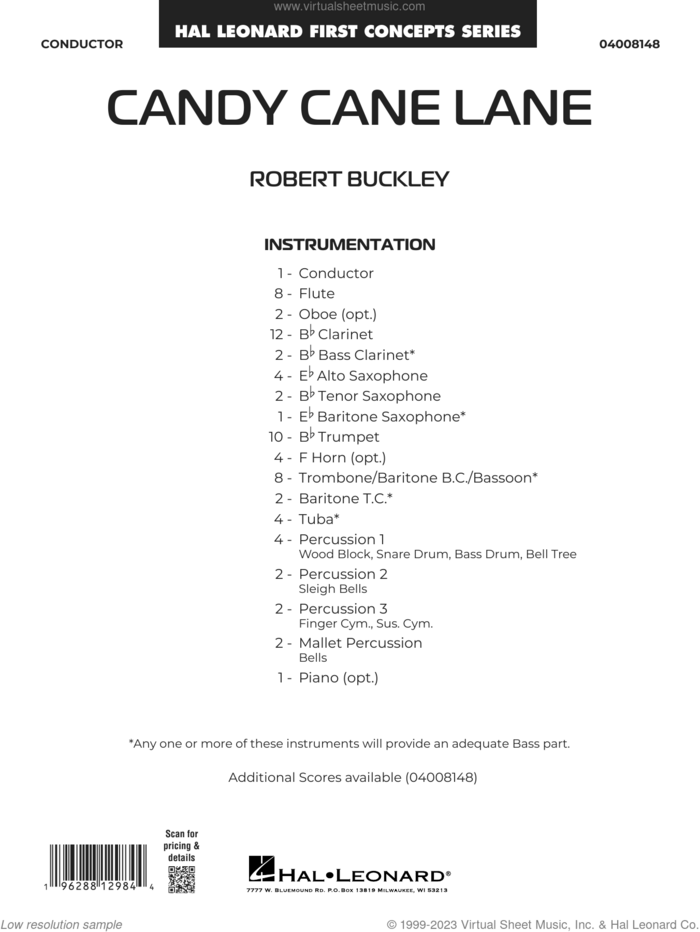 Candy Cane Lane (COMPLETE) sheet music for concert band by Robert Buckley, intermediate skill level