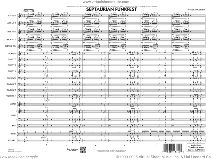 Septaurian Funkfest (COMPLETE) sheet music for jazz band by Mark Taylor, intermediate skill level