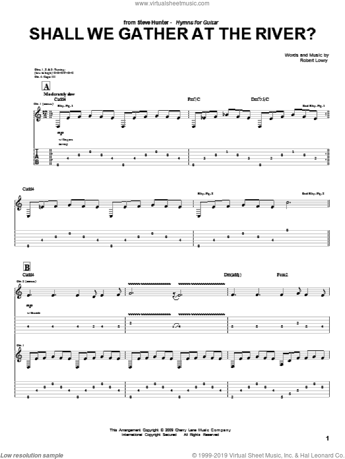 Shall We Gather At The River? sheet music for guitar (tablature) by Steve Hunter and Robert Lowry, intermediate skill level
