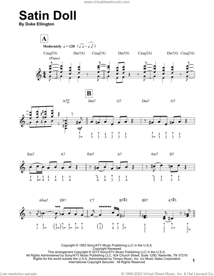 Satin Doll (arr. Will Galison) sheet music for harmonica solo by Duke Ellington, Will Galison, Billy Strayhorn and Johnny Mercer, intermediate skill level