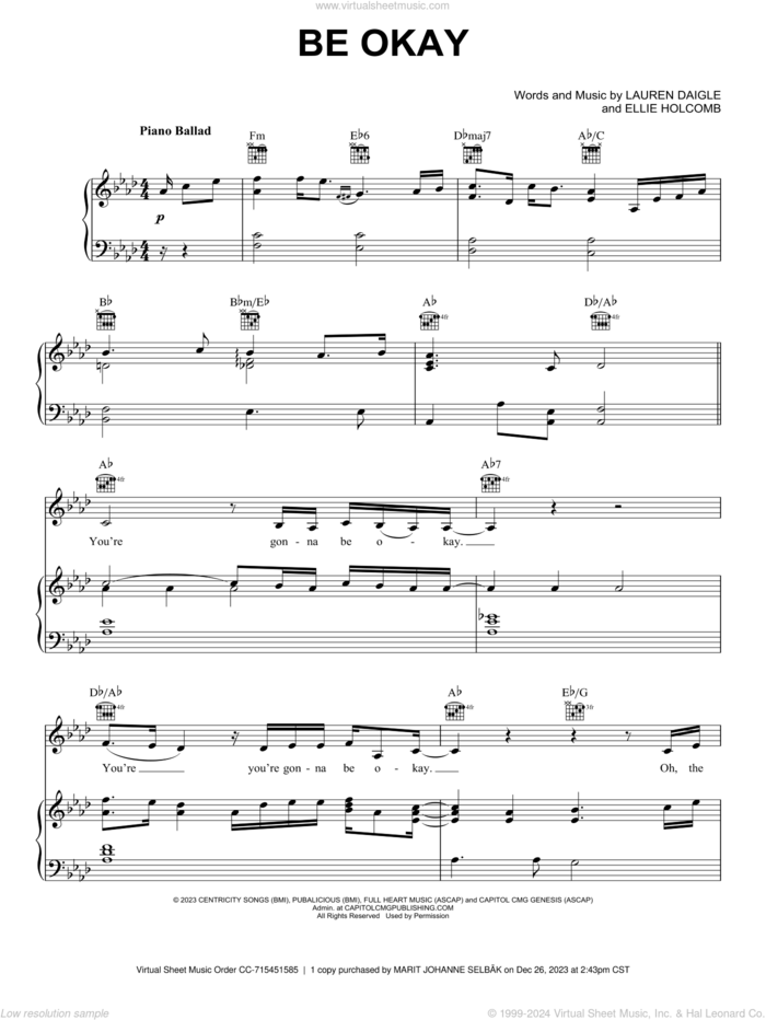 Download Digital Sheet Music of OK Go for Piano, Vocal and Guitar