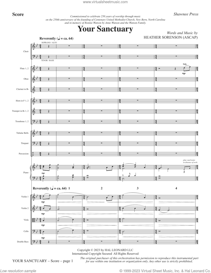 Your Sanctuary (COMPLETE) sheet music for orchestra/band (Orchestra) by Heather Sorenson, intermediate skill level