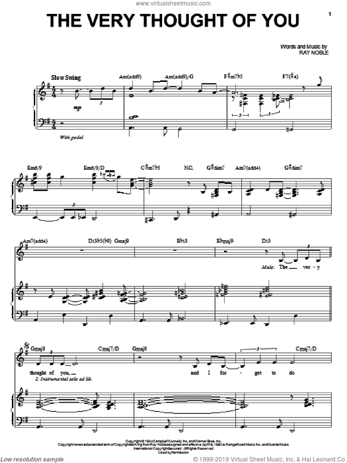 The Very Thought Of You sheet music for voice and piano by Steve Tyrell and Ray Noble, intermediate skill level