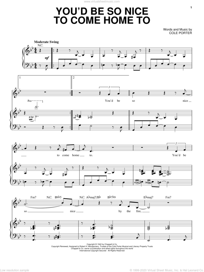 You'd Be So Nice To Come Home To sheet music for voice and piano by Steve Tyrell and Cole Porter, intermediate skill level