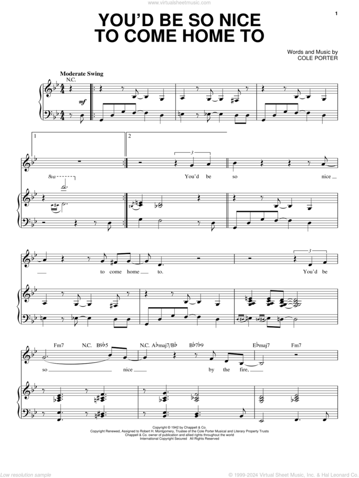 You'd Be So Nice To Come Home To sheet music for voice and piano by Steve Tyrell and Cole Porter, intermediate skill level