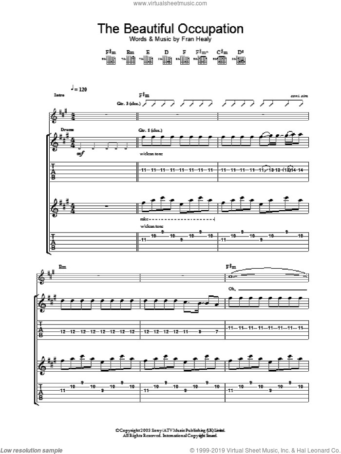 The Beautiful Occupation sheet music for guitar (tablature) by Merle Travis, intermediate skill level