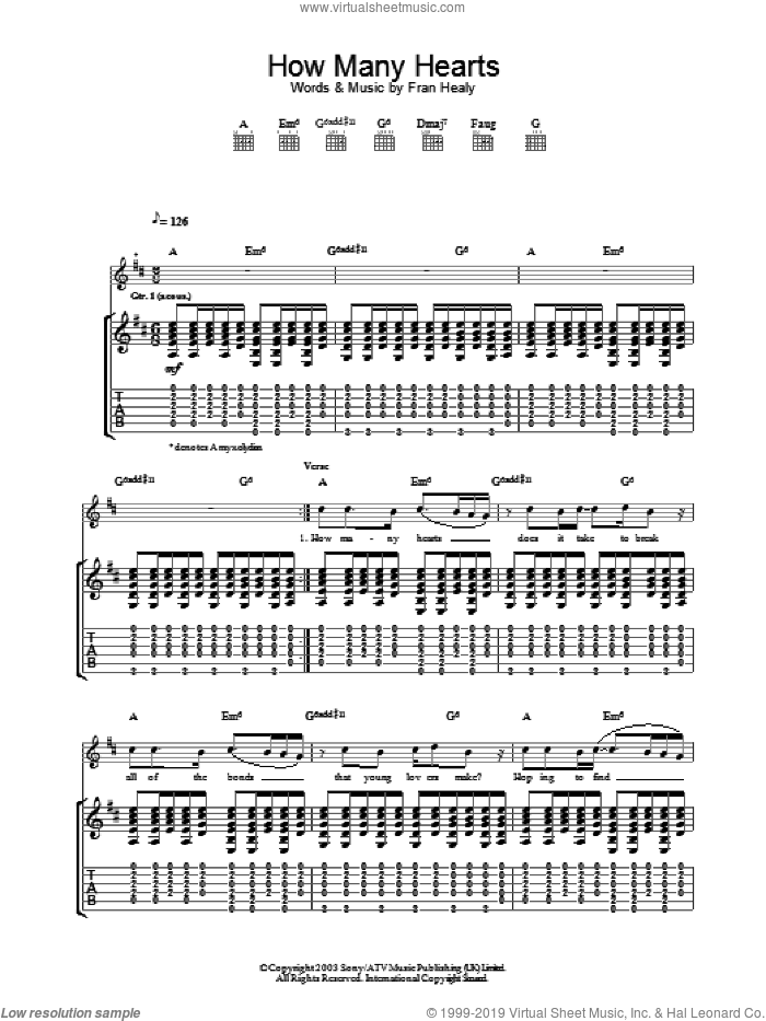 How Many Hearts sheet music for guitar (tablature) by Merle Travis, intermediate skill level