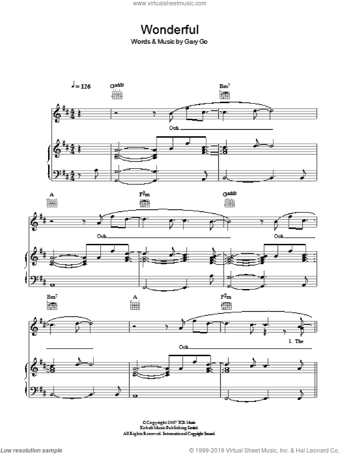 Wonderful sheet music for voice, piano or guitar by Gary Go, intermediate skill level