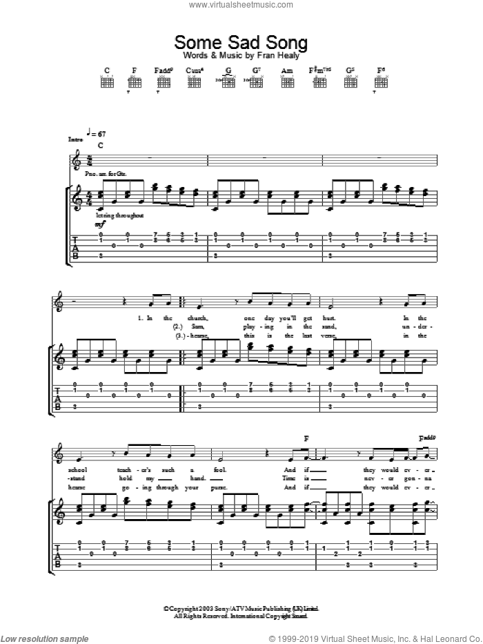 Some Sad Song sheet music for guitar (tablature) by Merle Travis, intermediate skill level