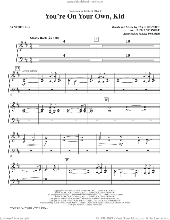 You're On Your Own, Kid (arr. Mark Brymer) (complete set of parts) sheet music for orchestra/band (Rhythm) by Taylor Swift, Jack Antonoff and Mark Brymer, intermediate skill level