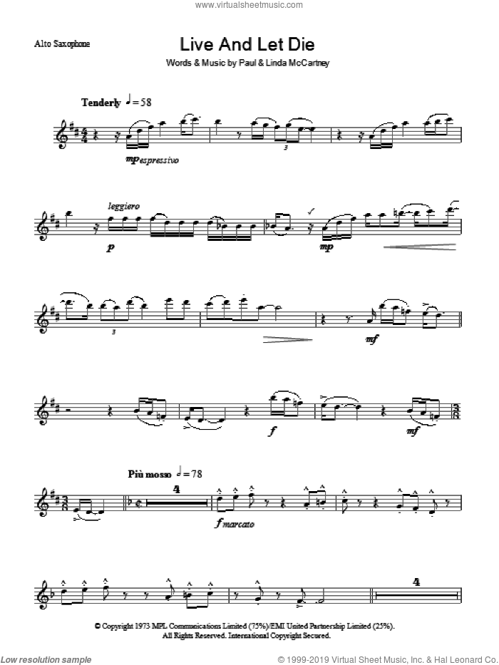 Live And Let Die sheet music for voice and other instruments (fake book) by Paul McCartney, Paul McCartney and Wings and Linda McCartney, intermediate skill level