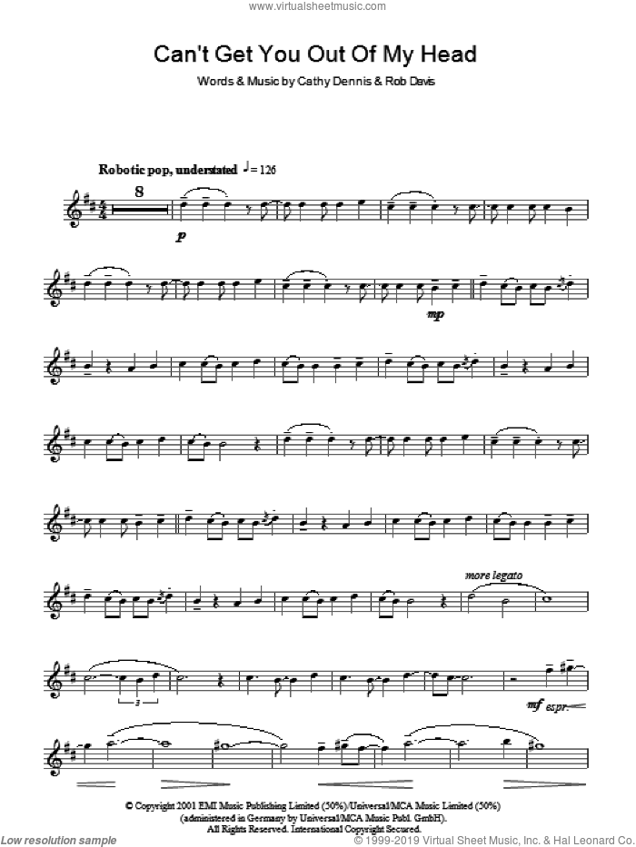 Can't Get You Out Of My Head sheet music for voice and other instruments (fake book) by Kylie Minogue, Cathy Dennis and Rob Davis, intermediate skill level