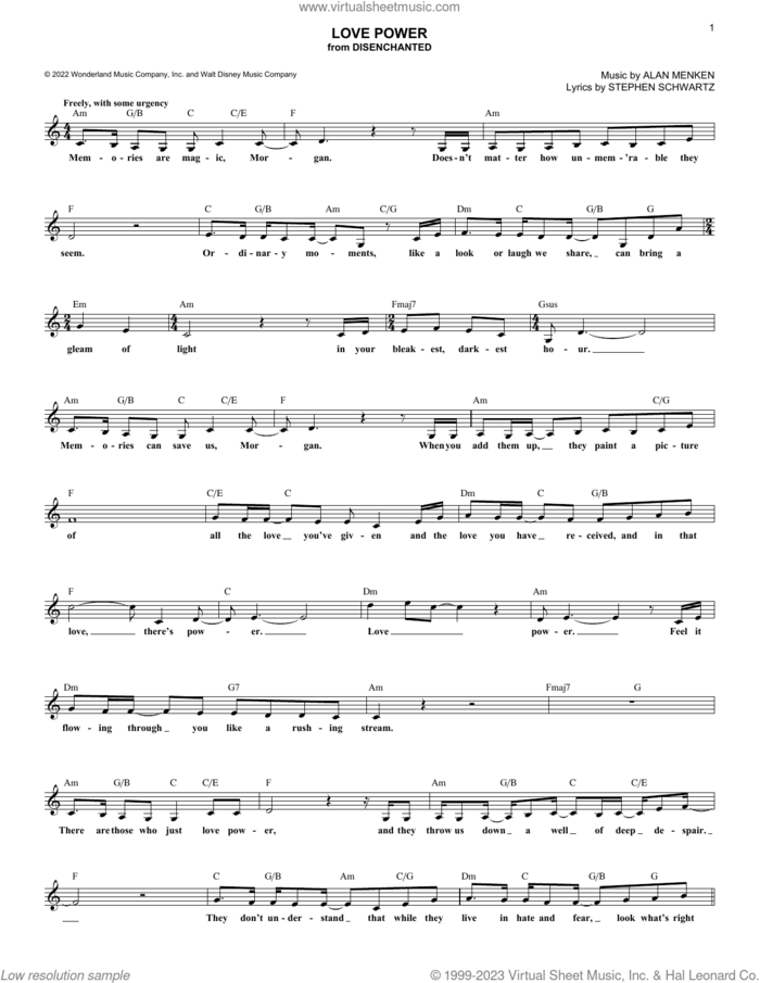 Love Power (from Disenchanted) sheet music for voice and other instruments (fake book) by Idina Menzel, Alan Menken and Stephen Schwartz, intermediate skill level
