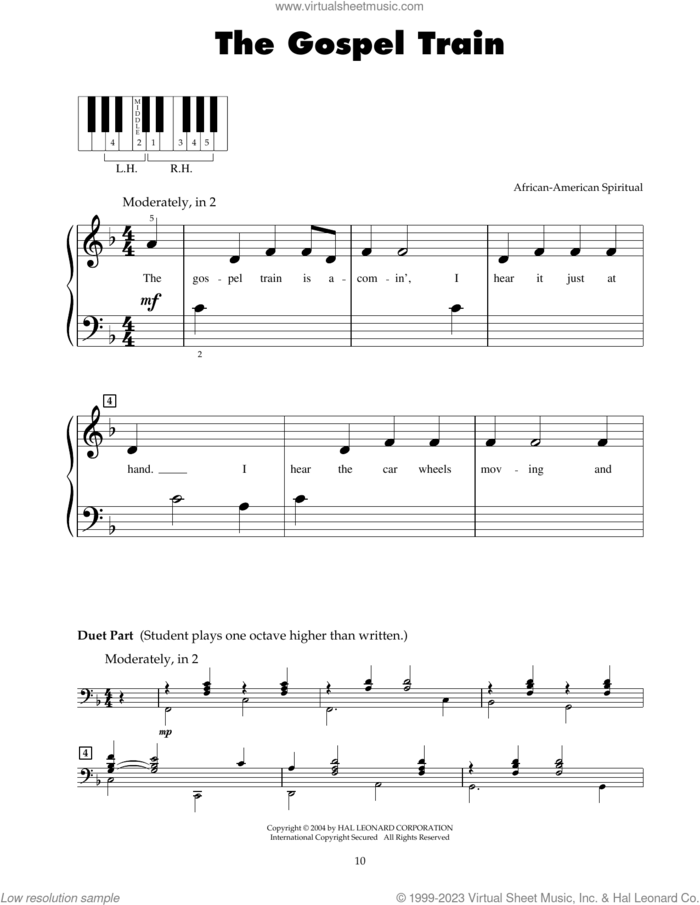 The Gospel Train sheet music for piano solo (5-fingers), beginner piano (5-fingers)