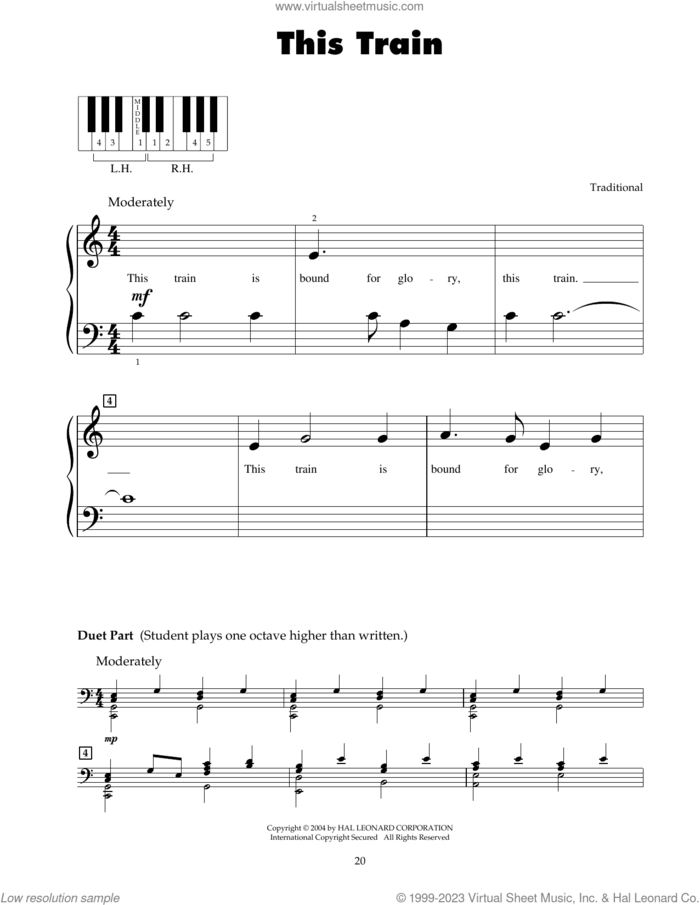 This Train sheet music for piano solo (5-fingers), beginner piano (5-fingers)
