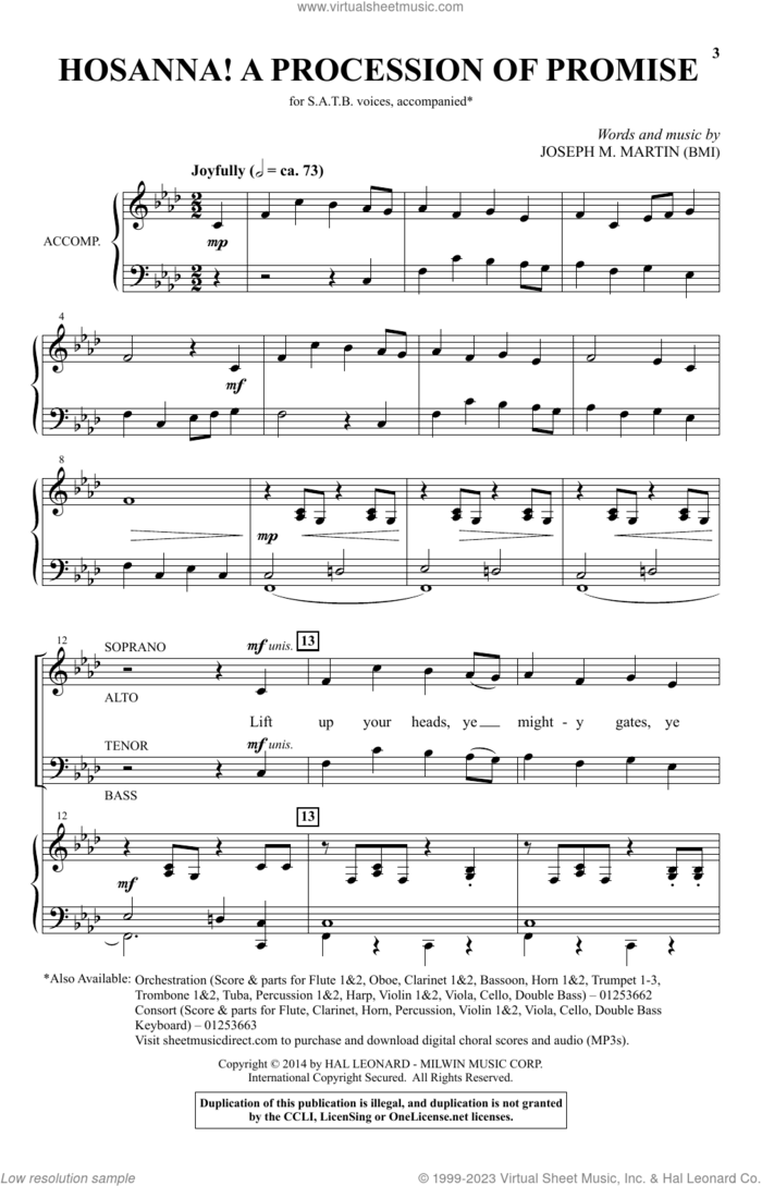Hosanna! A Procession Of Promise sheet music for choir (SATB: soprano, alto, tenor, bass) by Joseph M. Martin, intermediate skill level