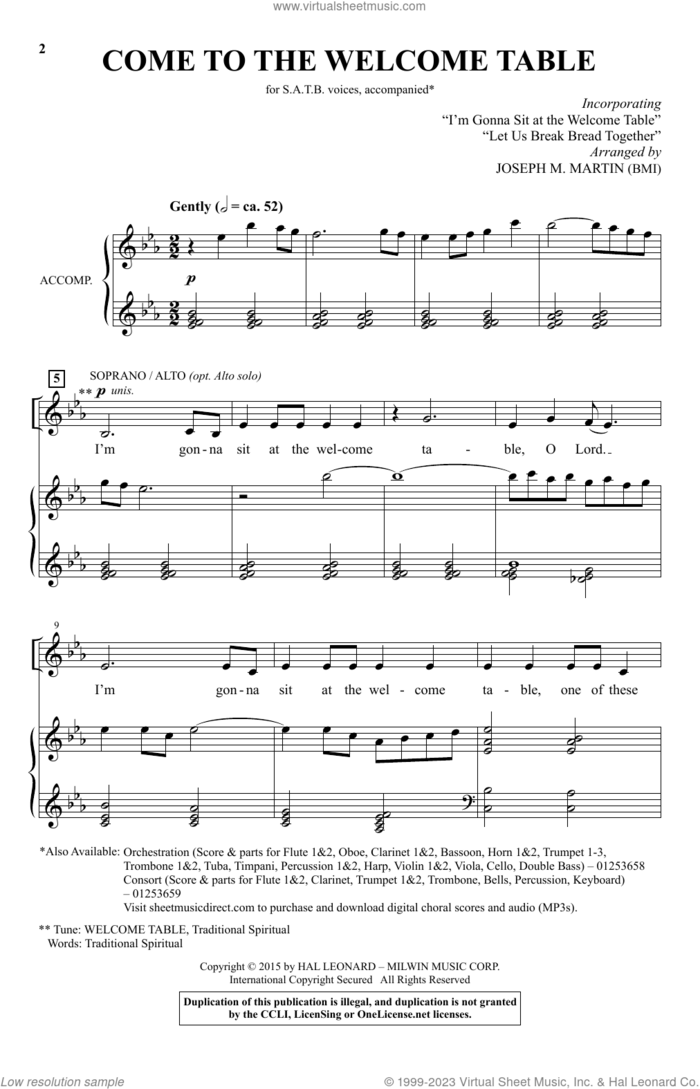 Come To The Welcome Table sheet music for choir (SATB: soprano, alto, tenor, bass) by Joseph M. Martin, intermediate skill level