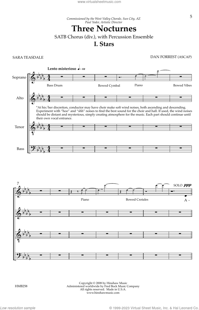 Three Nocturnes sheet music for choir (SATB Divisi) by Dan Forrest, intermediate skill level