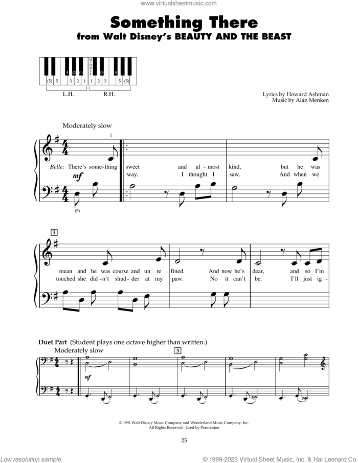 Something There (from Beauty And The Beast) sheet music for piano solo (5-fingers) by Alan Menken and Howard Ashman, beginner piano (5-fingers)